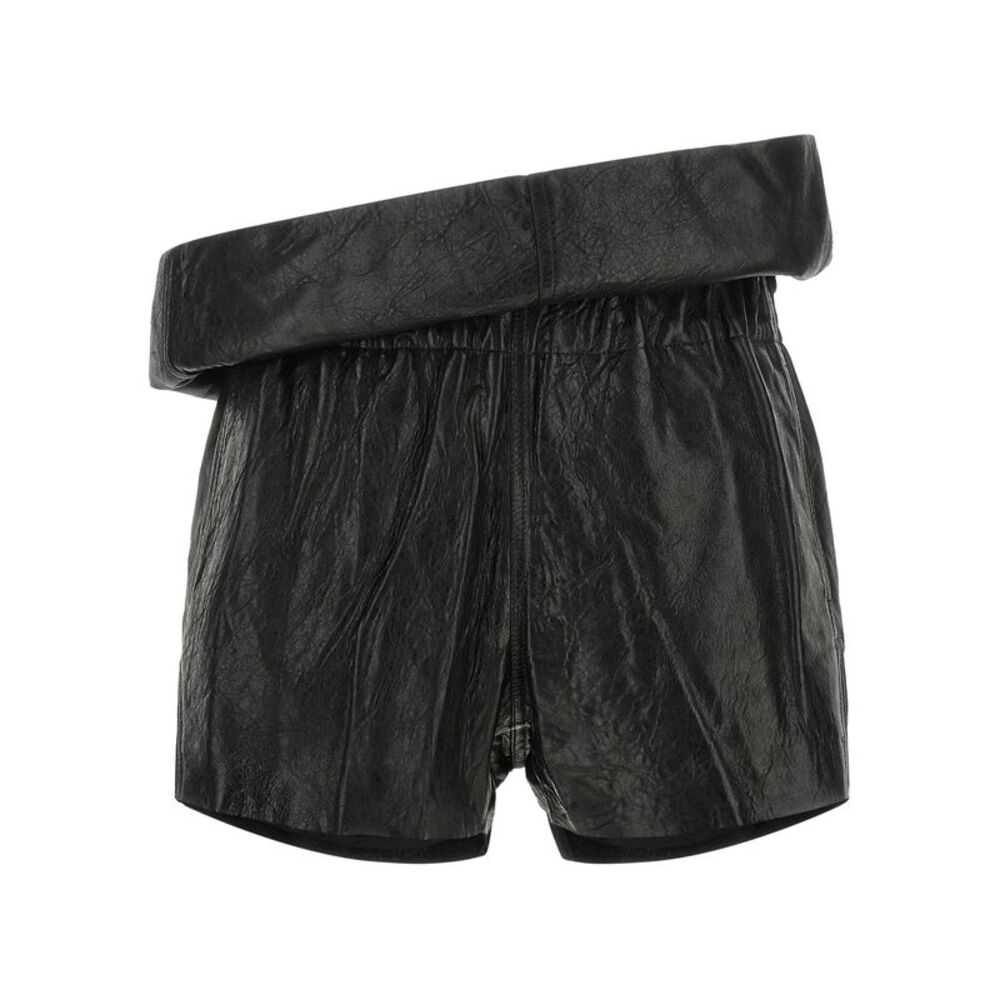 Rick Owens Black Lamb Leather Bermuda Women's Shorts